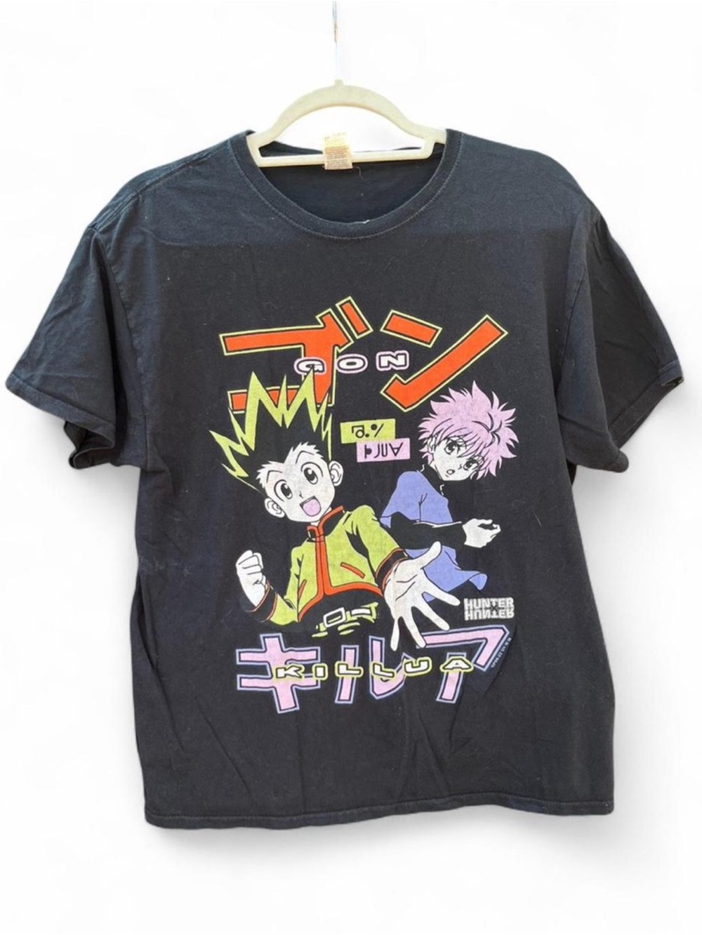 Cartoon Network Black Hunter x Hunter Graphic Tee with Neon Print